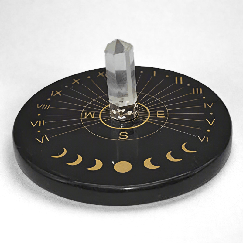 3" Black Agate & Crystal Moon Clock - Tarah Co