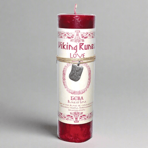 Love Pillar Candle with Geba Rune Pendant - Tarah Co