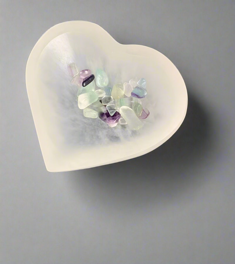 Selenite Crystal Charging Bowls | Heart, Moon & Round Shapes