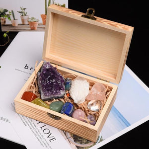 11 Piece Healing Stone Kit with Chakra Pendulum and Display Box - TARAH CO.