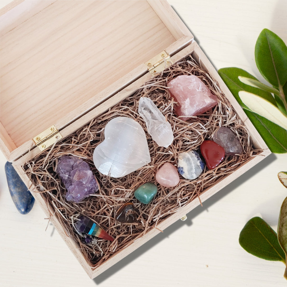 Heal Collection Healing Crystals & Stones Collection, 11pc Set In a Wooden Box