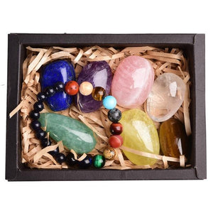8 Piece Natural Crystal Stone Set with Chakra Bracelet - TARAH CO.