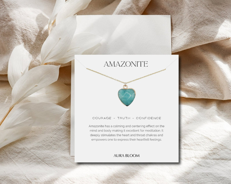 Amazonite Heart Healing Crystal Pendant - TARAH CO.