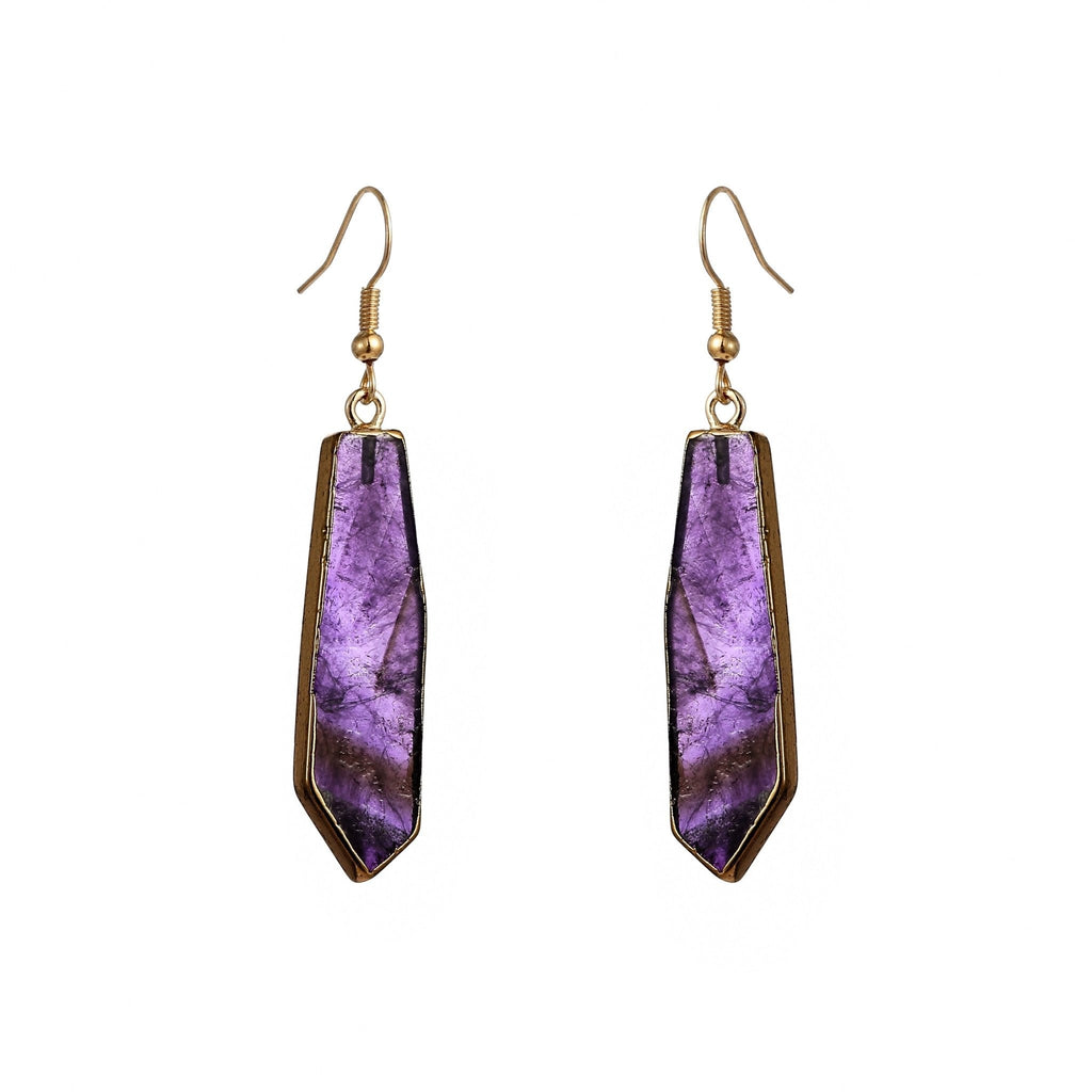 Amethyst Stone Luxury Drop Earrings - TARAH CO.