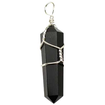 Black Obsidian Point Wire Wrapped Pendant - TARAH CO.