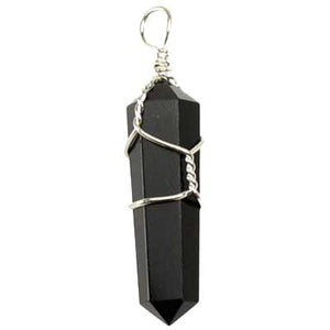 Black Obsidian Point Wire Wrapped Pendant - TARAH CO.