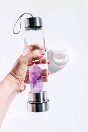 Clear Quartz Crystal Infused Water Bottle - TARAH CO.