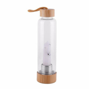 Crystal Infused Water Bottle w/ Wooden Lid | Multiple Stone Options - TARAH CO.