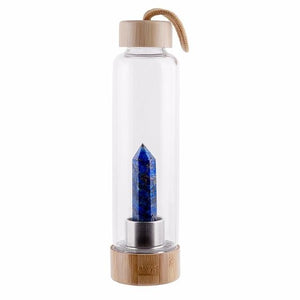 Crystal Infused Water Bottle w/ Wooden Lid | Multiple Stone Options - TARAH CO.