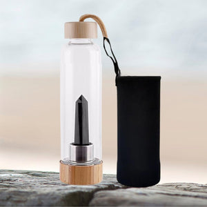 Crystal Infused Water Bottle w/ Wooden Lid | Multiple Stone Options - Tarah Co