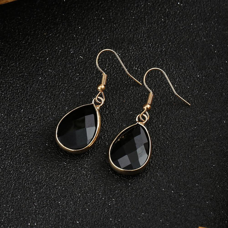 Faced Black Onyx Earrings - TARAH CO.