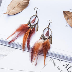 Feather Tassel Earrings - TARAH CO.