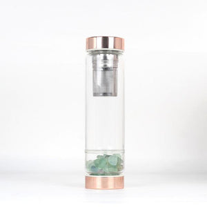Healing Crystal Infused Water Bottle with Tea Infuser, Tourmaline - Tarah Co