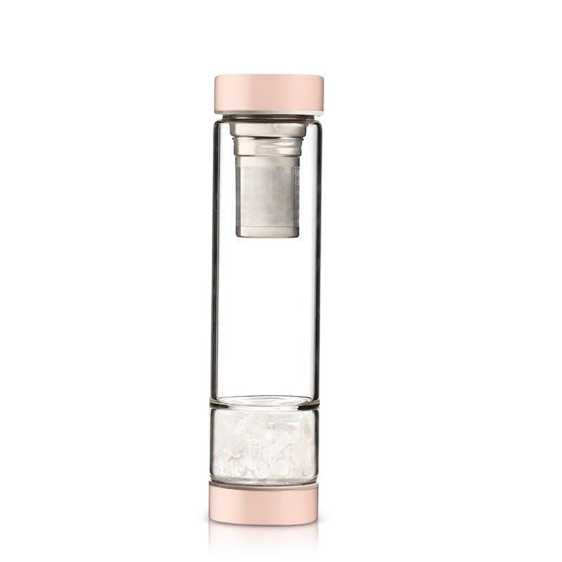 Healing Crystal Infused Water Bottle with Tea Infuser, Tourmaline - Tarah Co