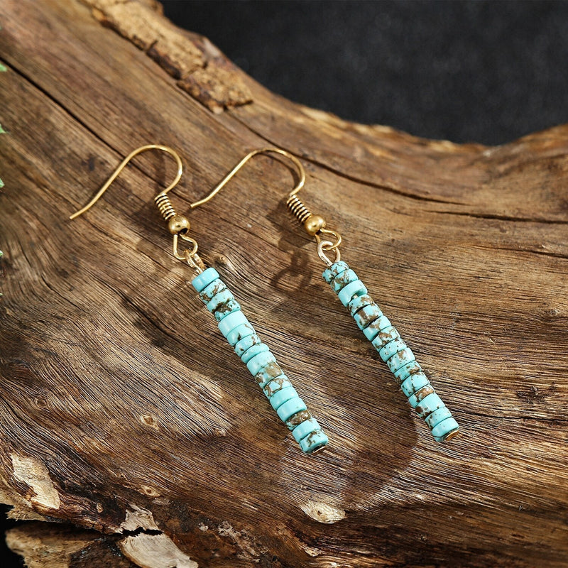 Long Turquoise Stone Drop Earrings - TARAH CO.