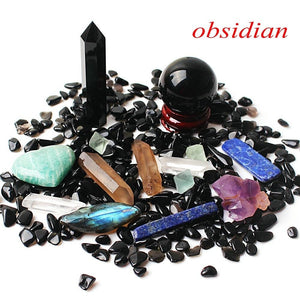 Lot of Natural Crystals, Obelisk, Slice & Cluster w/ Pouch - TARAH CO.