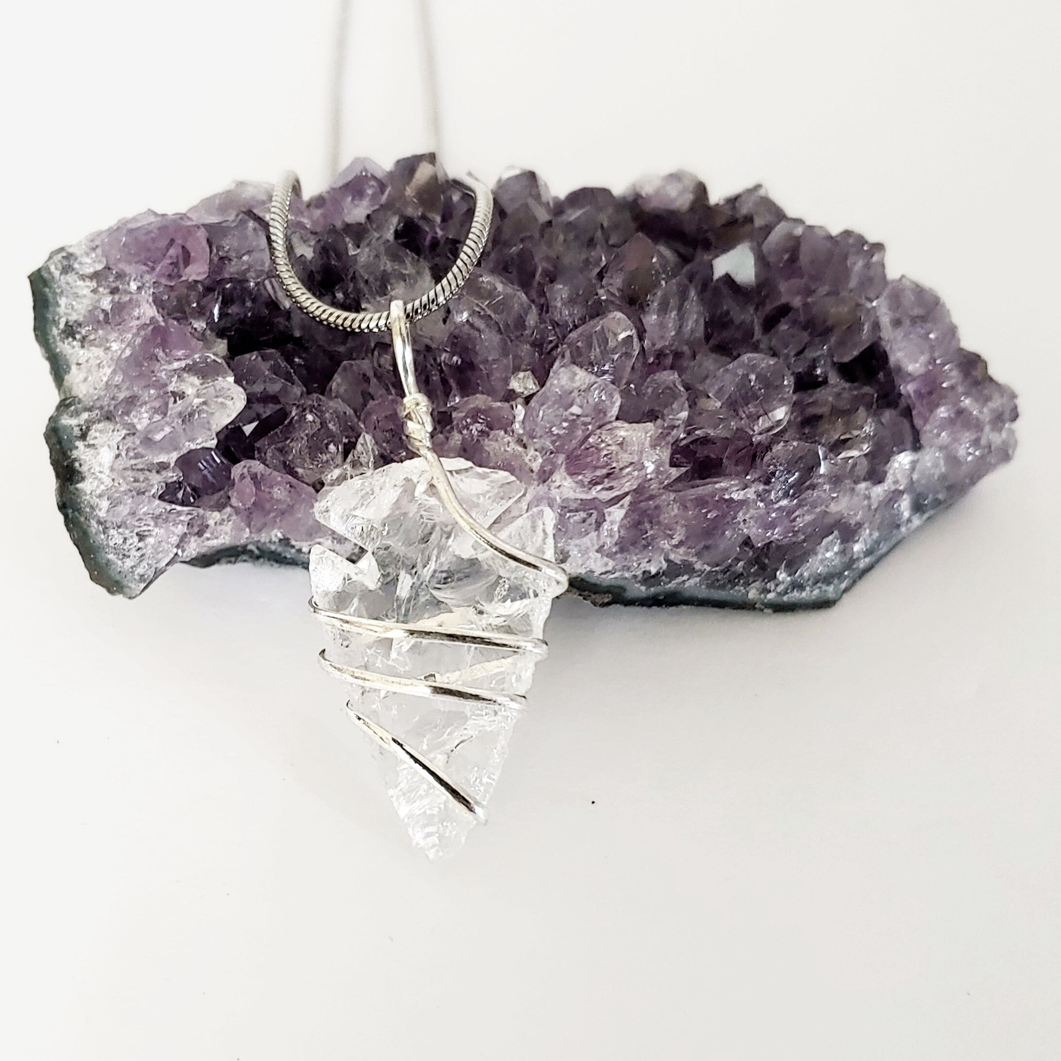 MANIFESTATION Clear Quartz Arrowhead Wire Wrapped Necklace