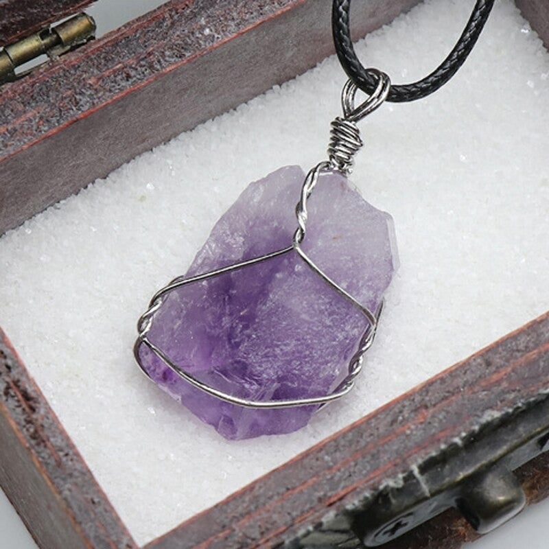 Moon Bathed Amethyst Wire Wrapped Pendant - TARAH CO.