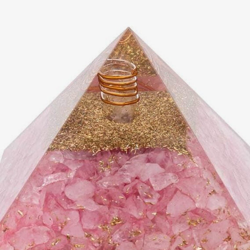 Orgone Rose Quartz Pyramid with Quartz Point - TARAH CO