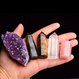 Premium Set of Crystal Healing Wands and Amethyst Cluster - TARAH CO.