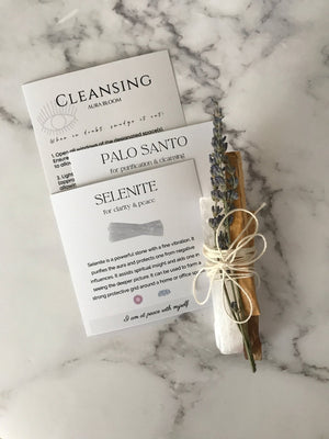 Selenite + Palo Santo Healing Crystal Set w/ Lavender - TARAH CO.
