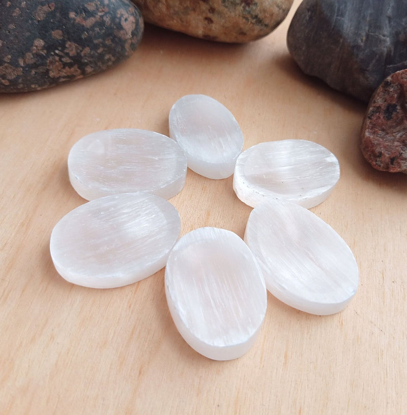 Selenite Crystal Healing Worry Stone - TARAH CO.