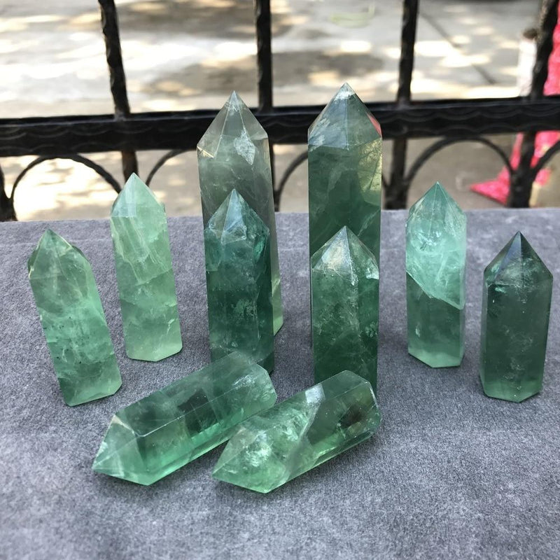 Set of 8 Green Fluorite Crystal Healing Wands - TARAH CO.