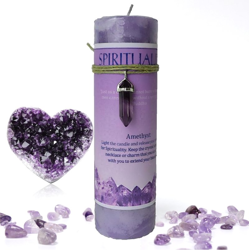 SPIRITUALITY Amethyst Crystal Candle Set - TARAH CO.